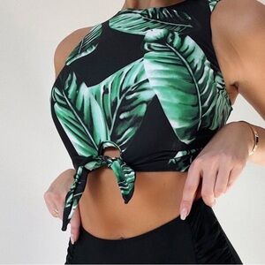 New Leaf Print‎ Knot Bikini Top